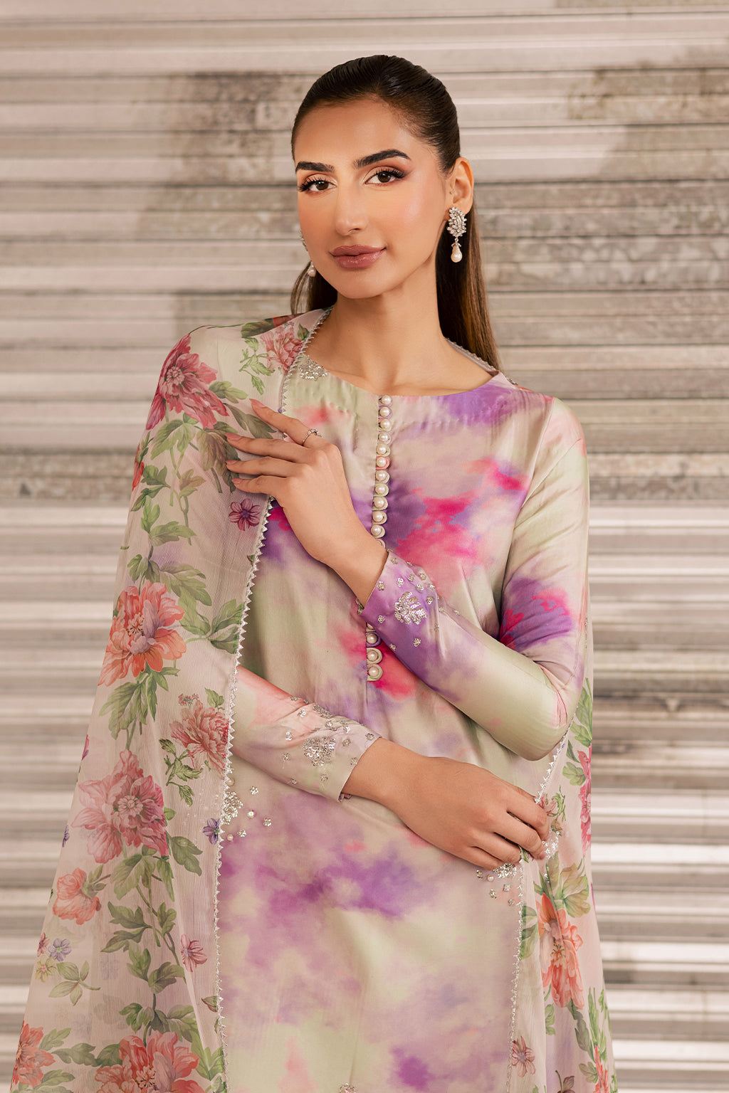Vanya Silk Printed Luxury 3pc Article Dye and Dye Pink Shade