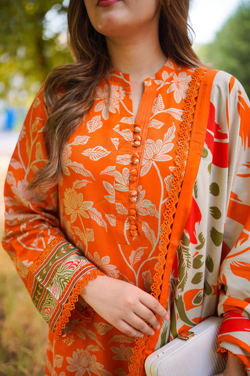 Aneelas Printed Lawn 3 Pc