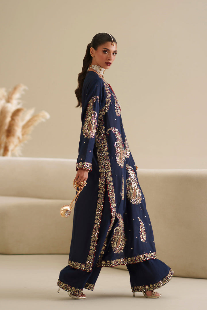 Ethnic blue silk 2pc D-7004