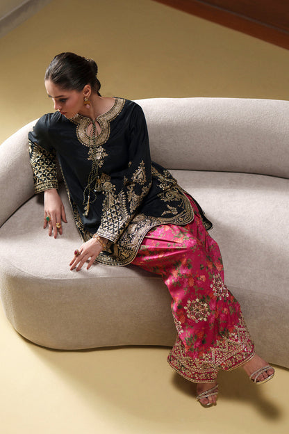 Ethnic Silk Luxury Embroidered Dress D-7024