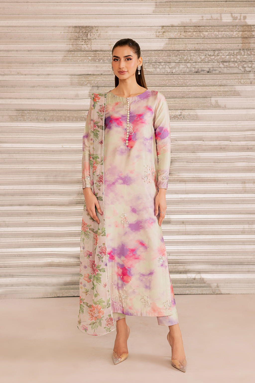 Vanya Silk Printed Luxury 3pc Article Dye and Dye Pink Shade