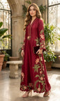 Silk Embroidered 2pc Article Kaftan Style Maroon Color