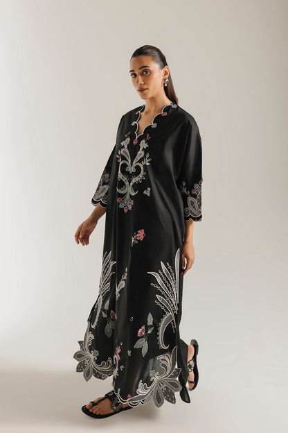 Silk Embroidered 2pc Article Kaftan Style Black Monsi