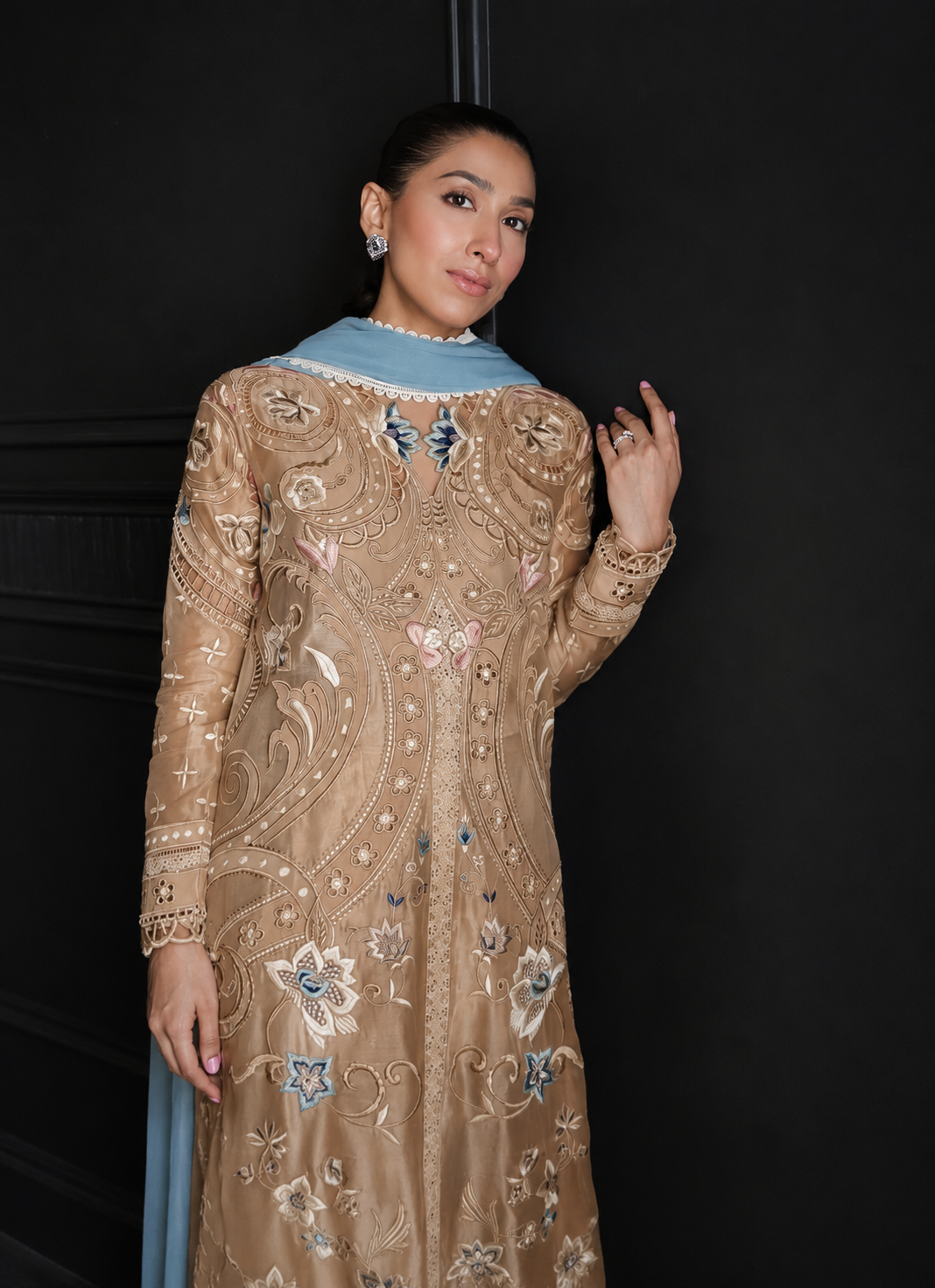 Silk Embroidered Luxury 2pc  Article Gold