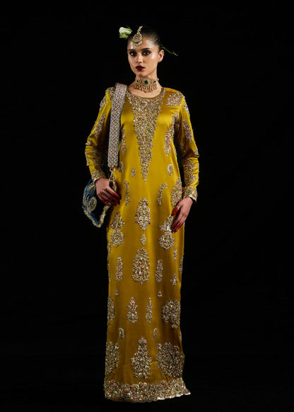 Silk Embroidered 2pc Article Mustard color D-7045