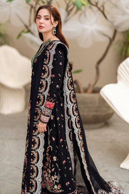 Dhanak Embroidered 3pc Luxury Article Black Color Hania Amir