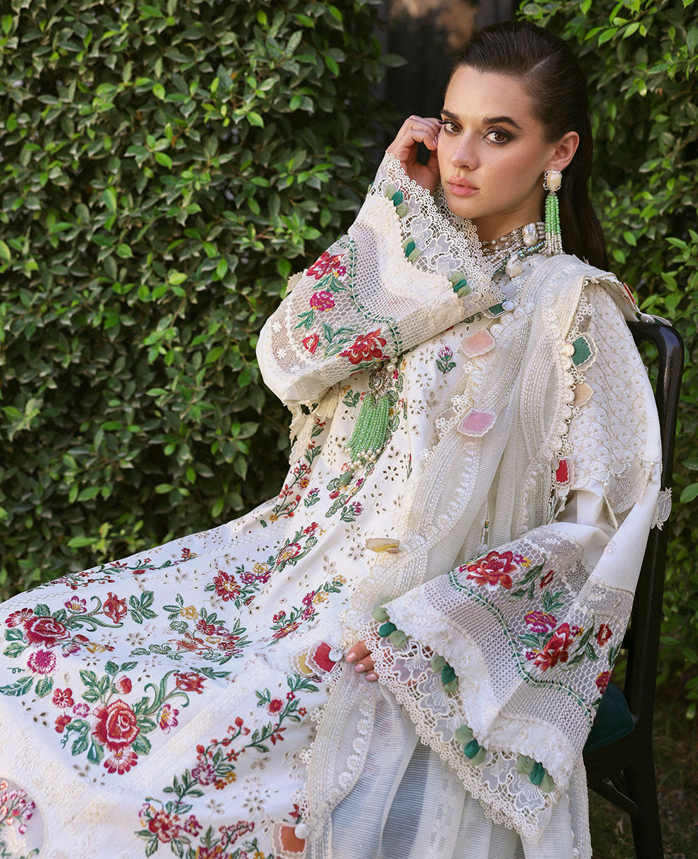 Viscose Embroidered 3pc Article With Khaadi Net Shawl