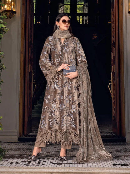 11000 Velvet Embroidered 3pc Article With velvet Dupatta