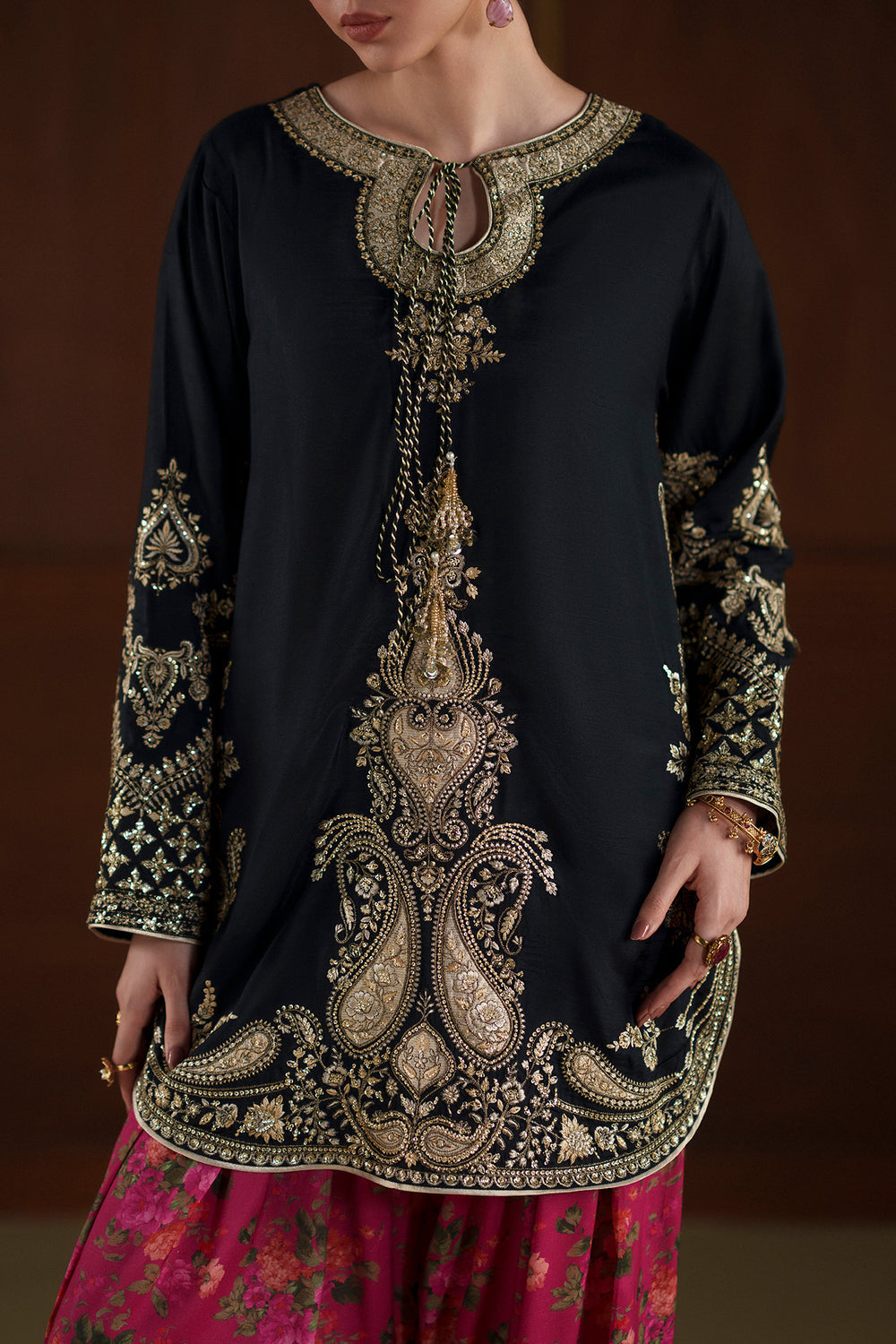Ethnic Silk Luxury Embroidered Dress D-7024