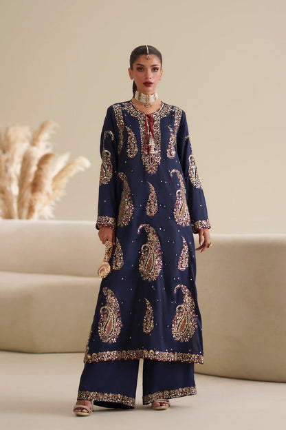 Ethnic blue silk 2pc D-7004