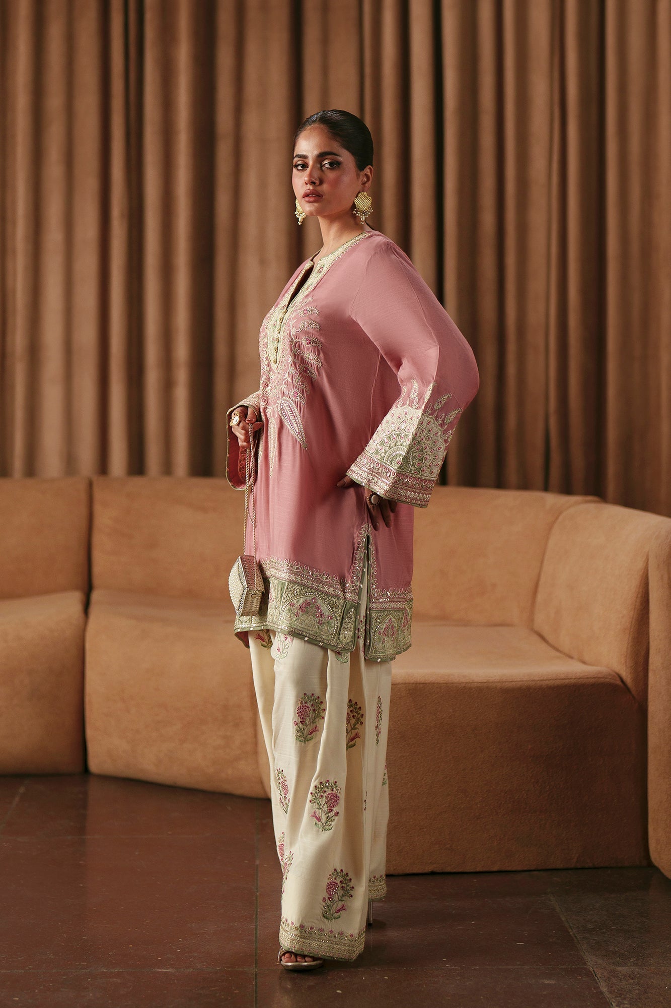 Ethnic Silk 2pc Pink D-7014