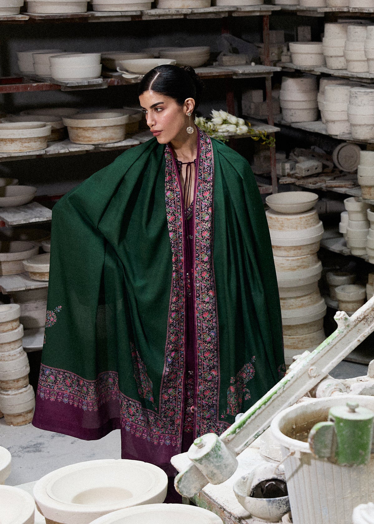 Dhanak Embroidered 3pc Article With Wool Shawl