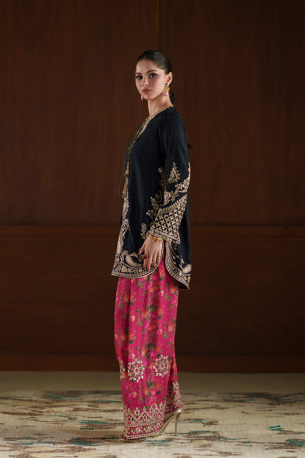 Ethnic Silk Luxury Embroidered Dress D-7024