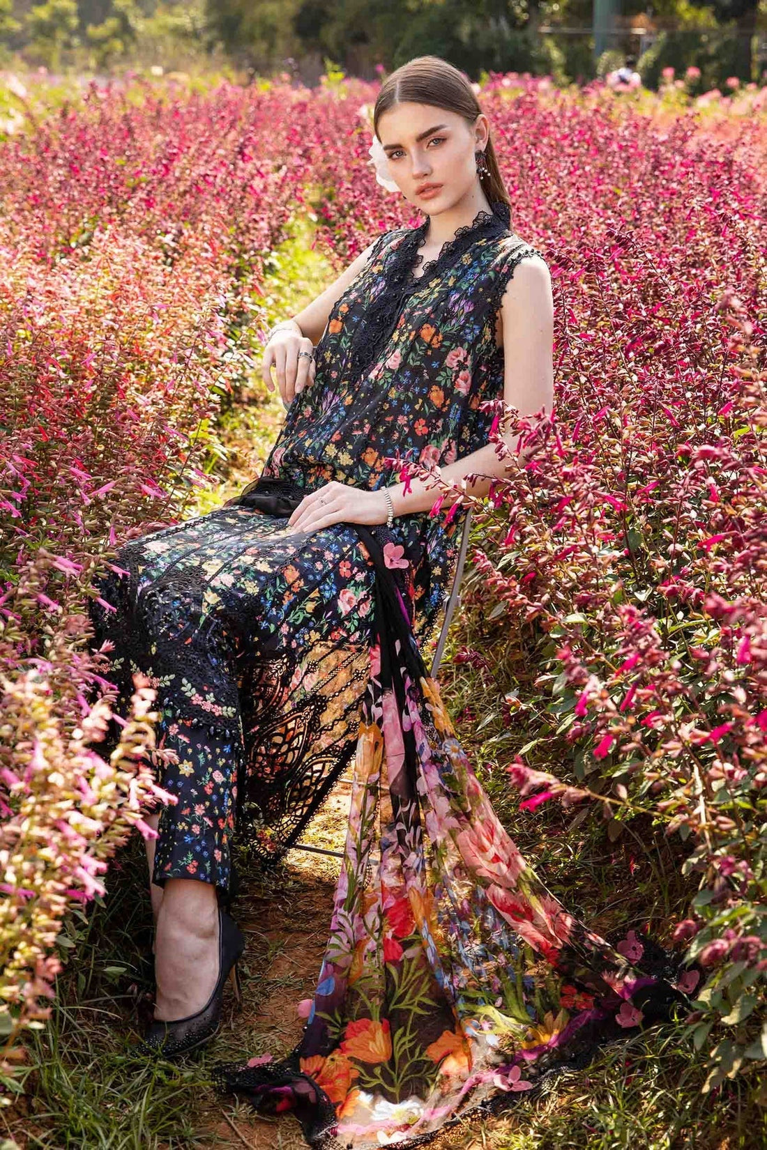 Maria B. Printed Lawn with Patches