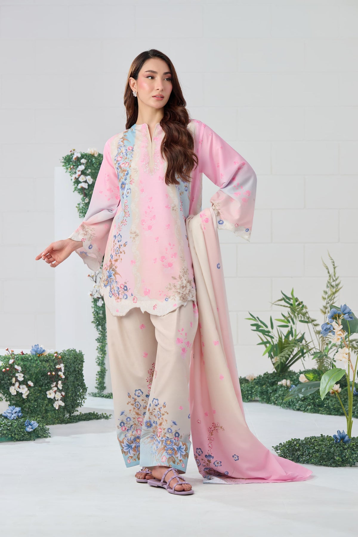 Silk Luxury Printed 2pc Article Soft Pink Color