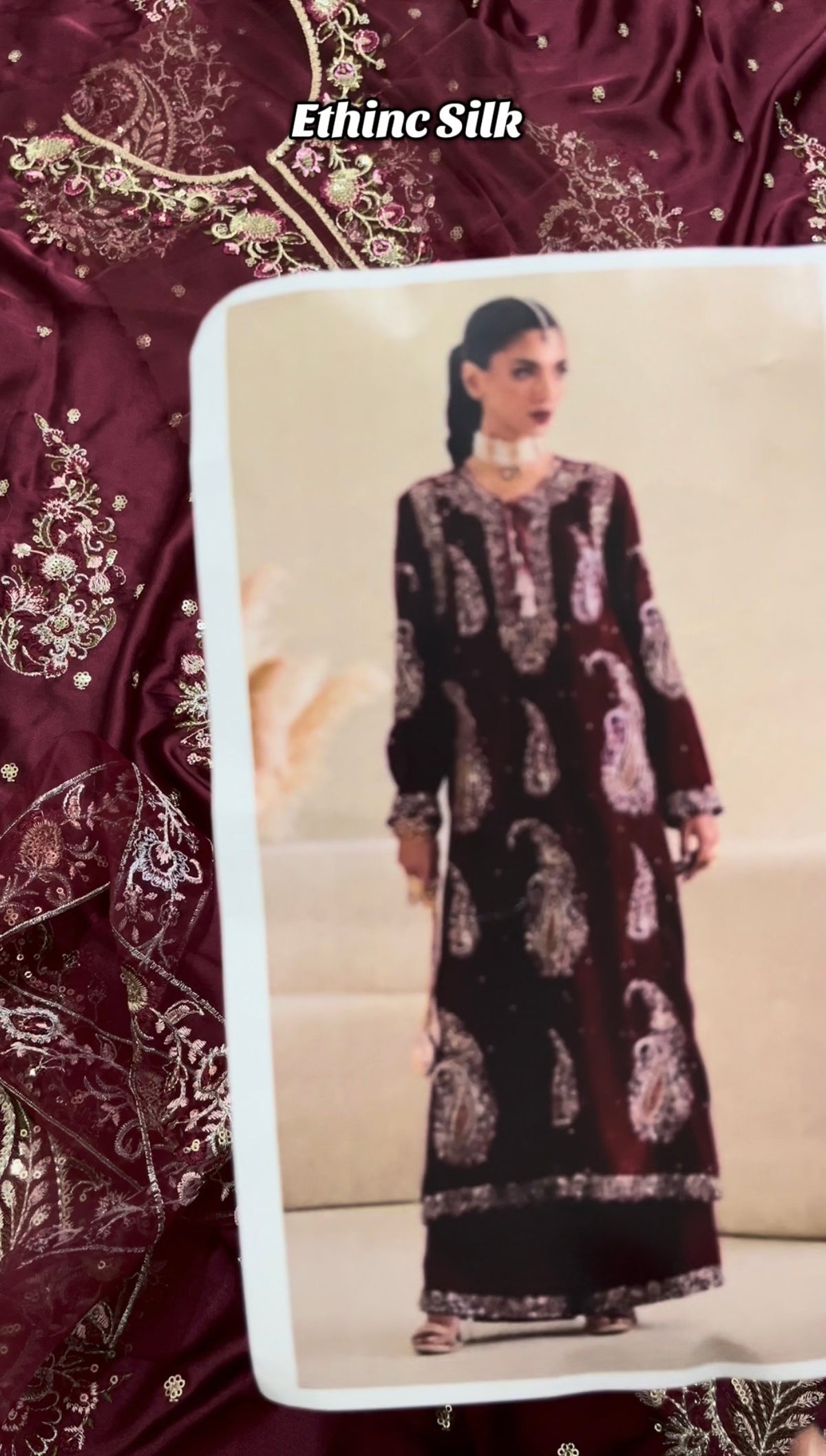 Ethnic silk maroon 2pc