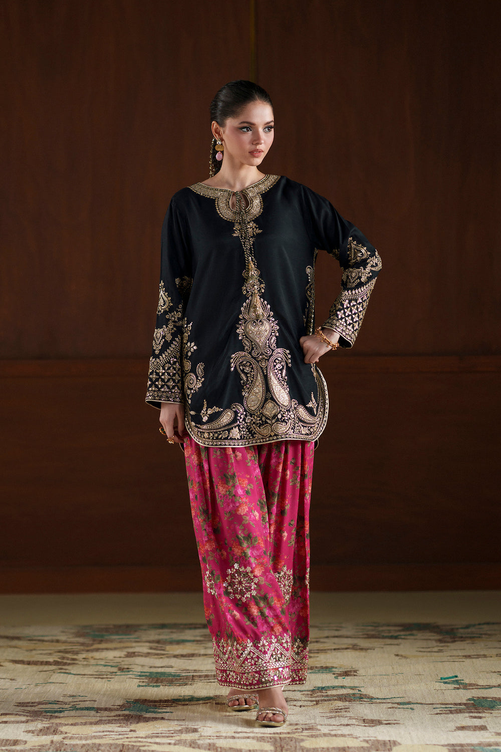 Ethnic Silk Luxury Embroidered Dress D-7024
