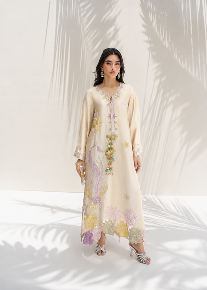 Silk Embroidered 2pc Article Off white color SS