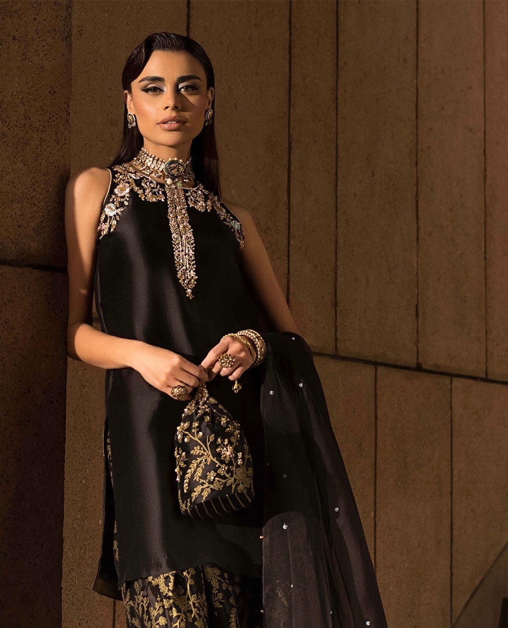 Ethnic Black Silk 3pc D #111-202
