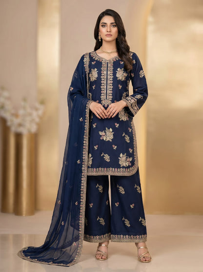Ethnic blue silk 2pc luxury