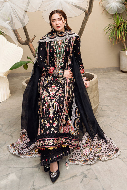 Dhanak Embroidered 3pc Luxury Article Black Color Hania Amir