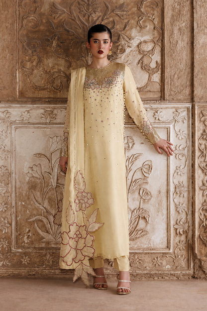 Silk Embroidered Luxury 3pc Article Gold Vanya