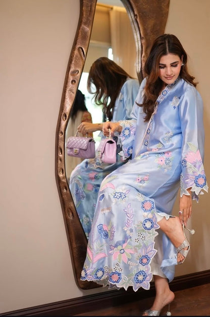 Silk Embroidered 2pc Article Sky Blue Color