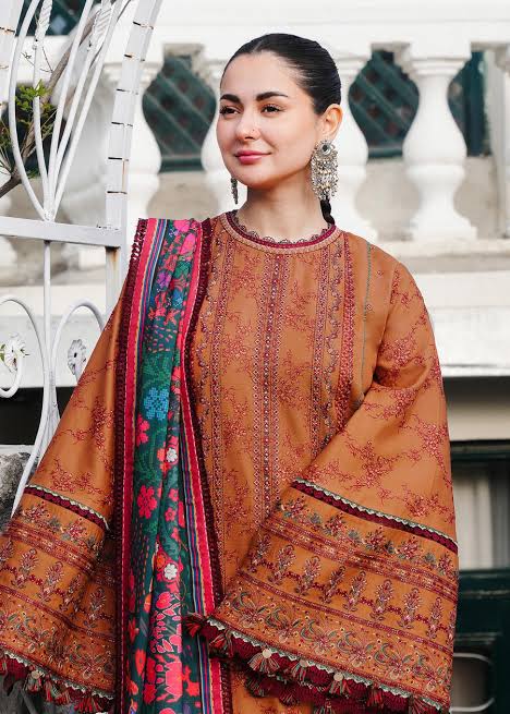 Hussain Rehar Luxury Embroidered Dhanak 3 Piece