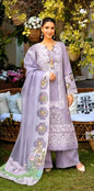 Elaf Dhanak Embroidered 3pc Article With Embroidered Khaadi Net Duppata Lilac Color