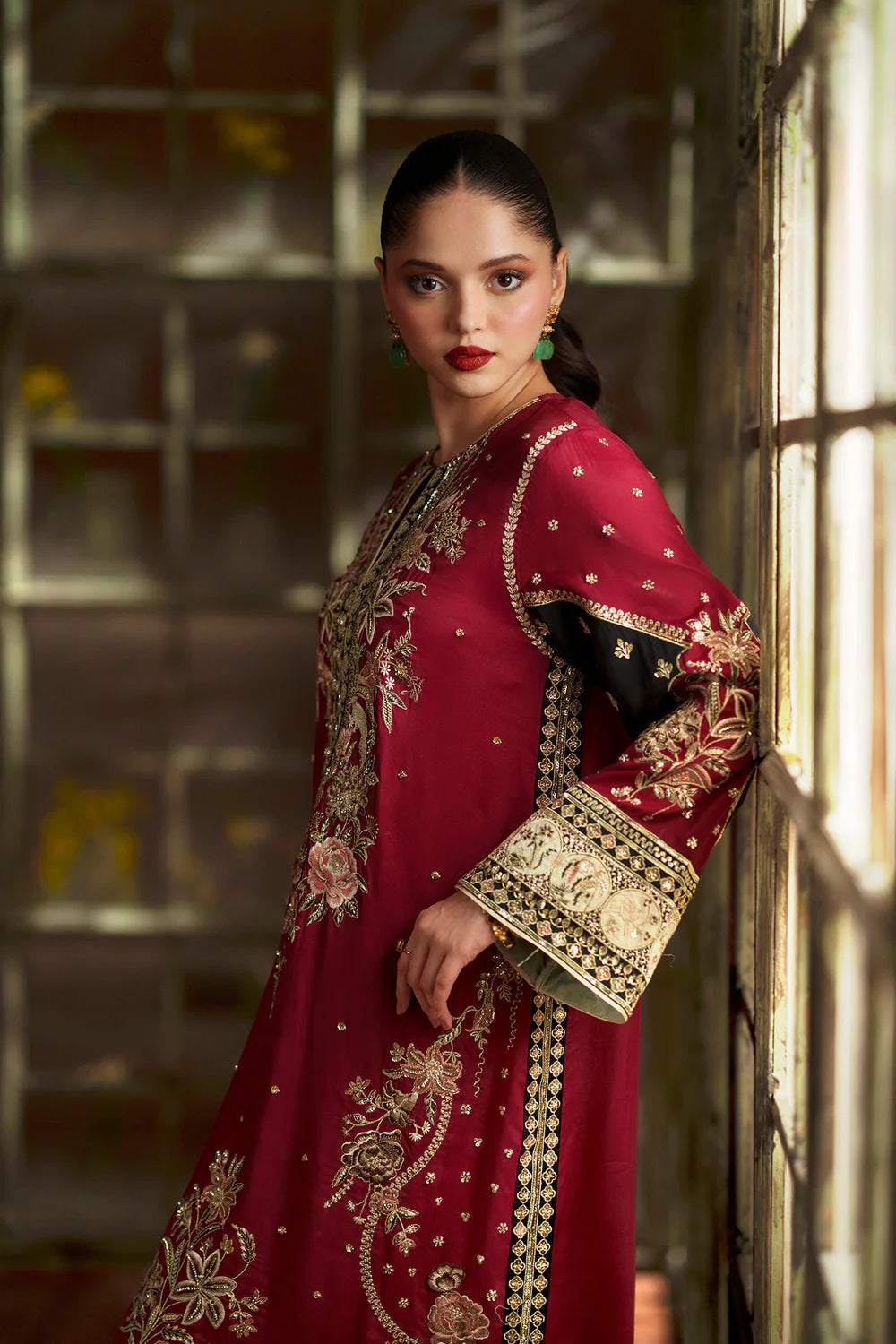 Ethnic Silk Maroon 2pc