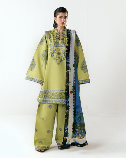 Dhanak Embroidered 3pc Article with Wool Shawl