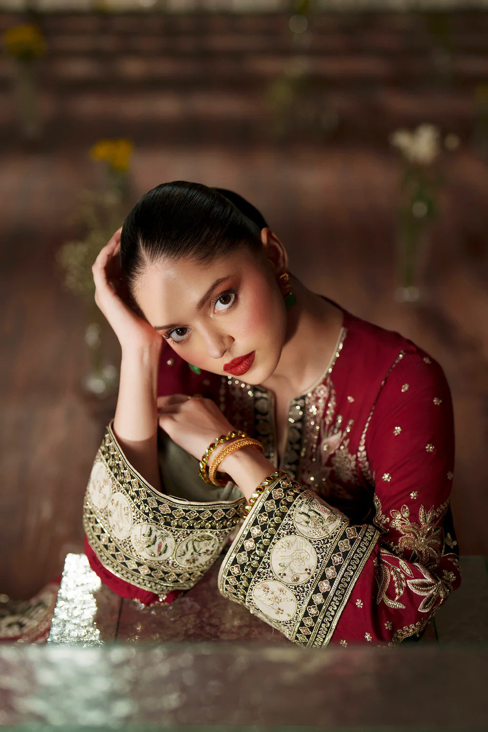 Ethnic Silk Maroon 2pc