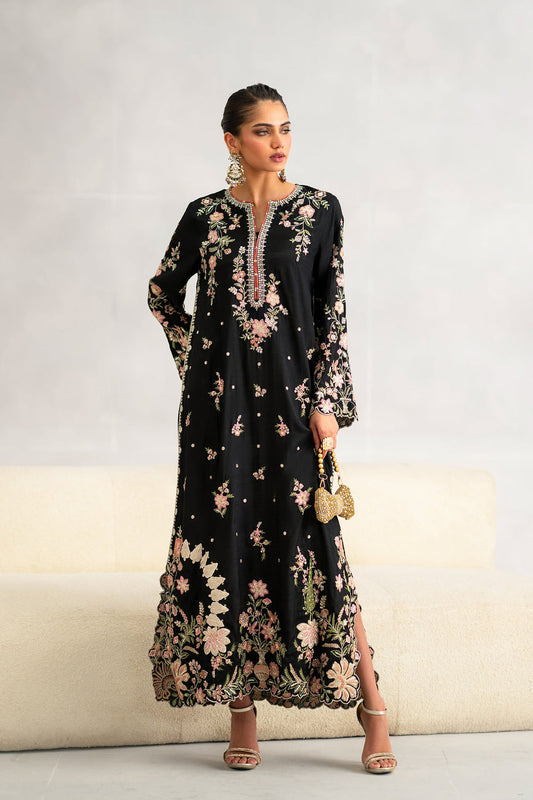 Ethnc silk Black kaftan style 2pc article
