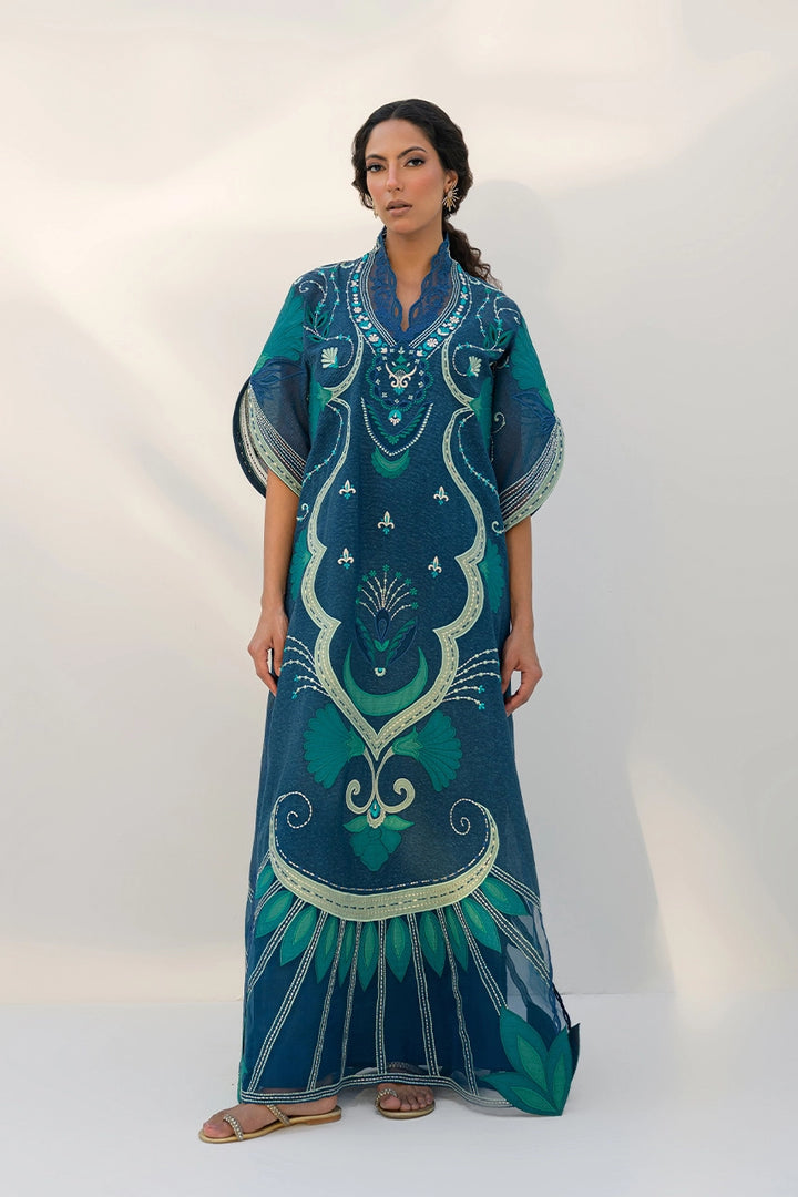 Silk New Designer Dress Luxury 2pc Embroidered Article Bottom Peacock