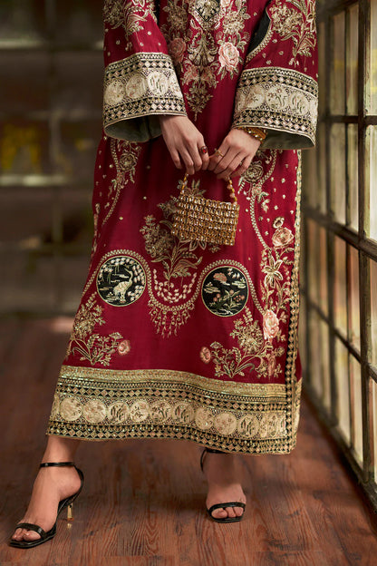 Ethnic Silk Maroon 2pc