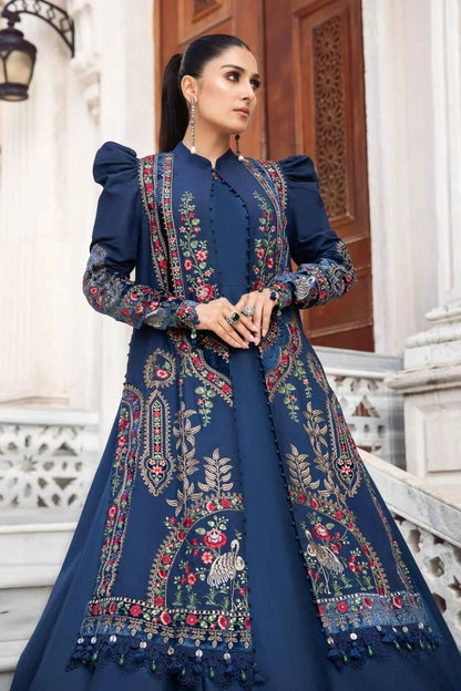 Maria B. Dhanak Embroidered 3 Piece With Embroidered Patch & Heavy Embroidered Shawl