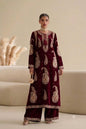 Ethnic silk maroon 2pc