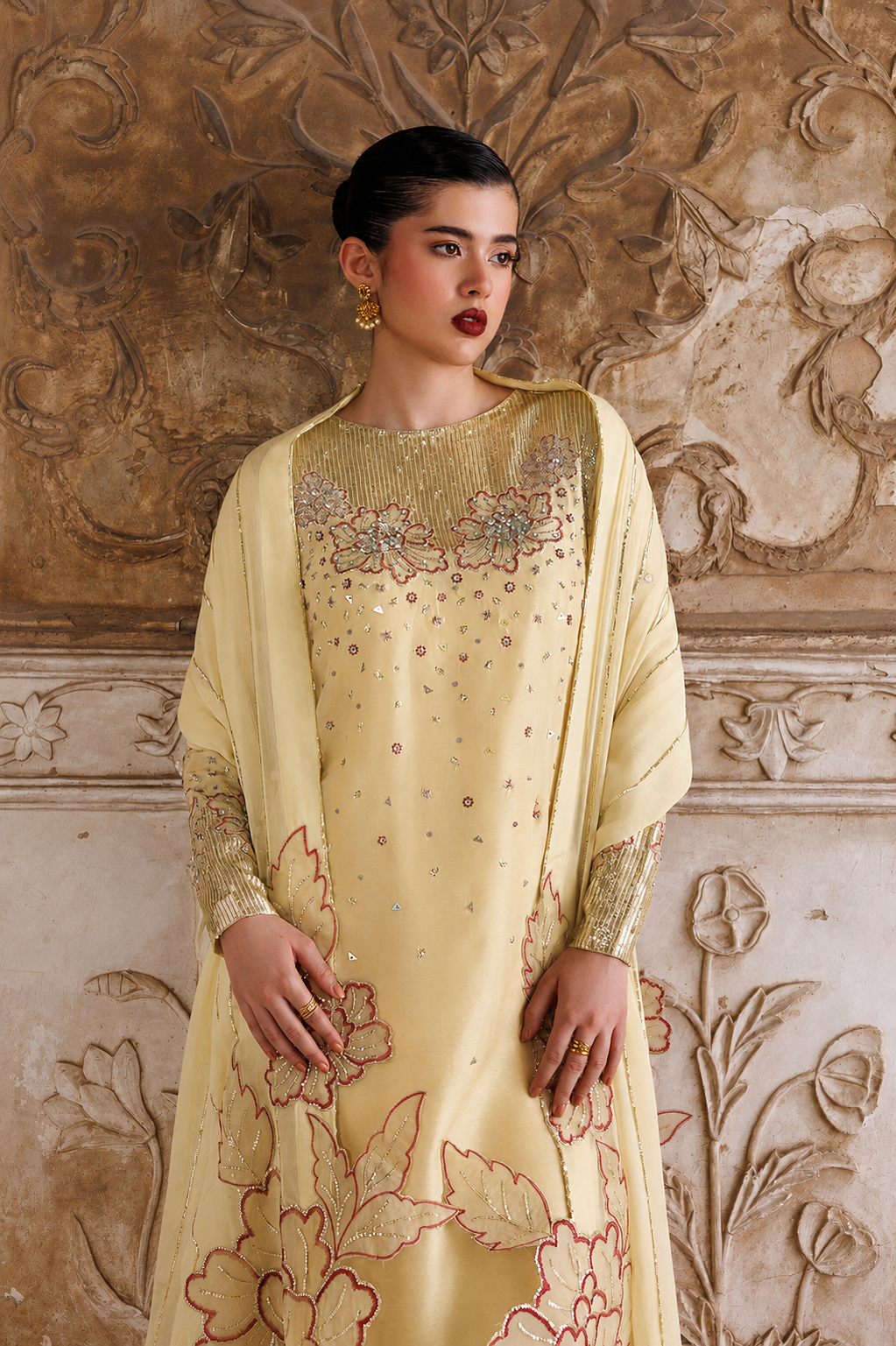 Silk Embroidered Luxury 3pc Article Gold Vanya