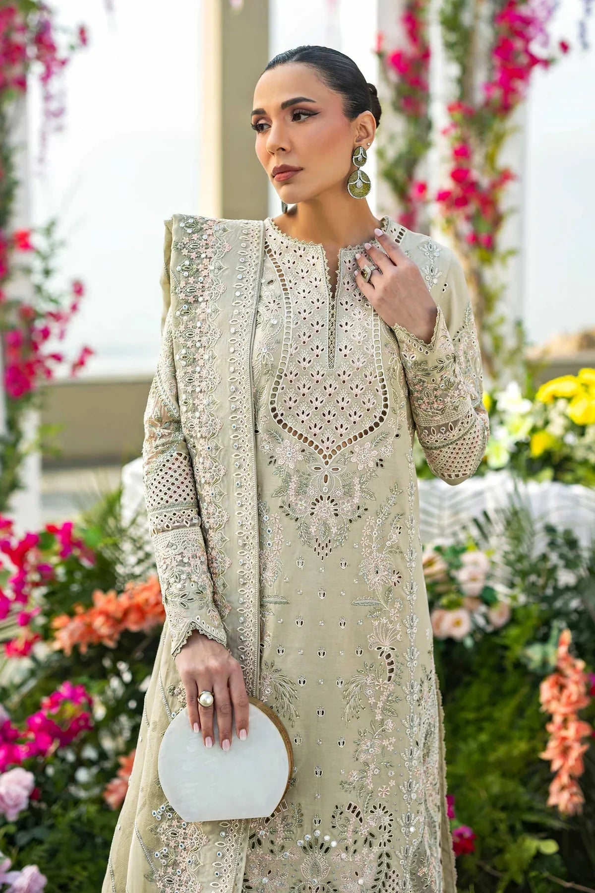 Dhanak Embroidered Luxury 3pc Article Pista Color