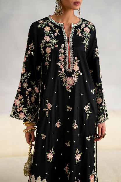Ethnc silk Black kaftan style 2pc article