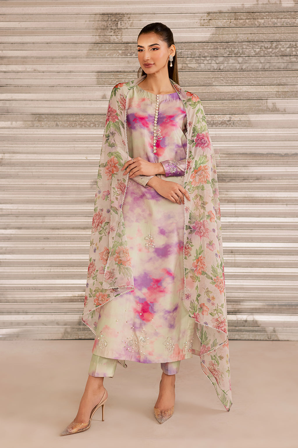 Vanya Silk Printed Luxury 3pc Article Dye and Dye Pink Shade