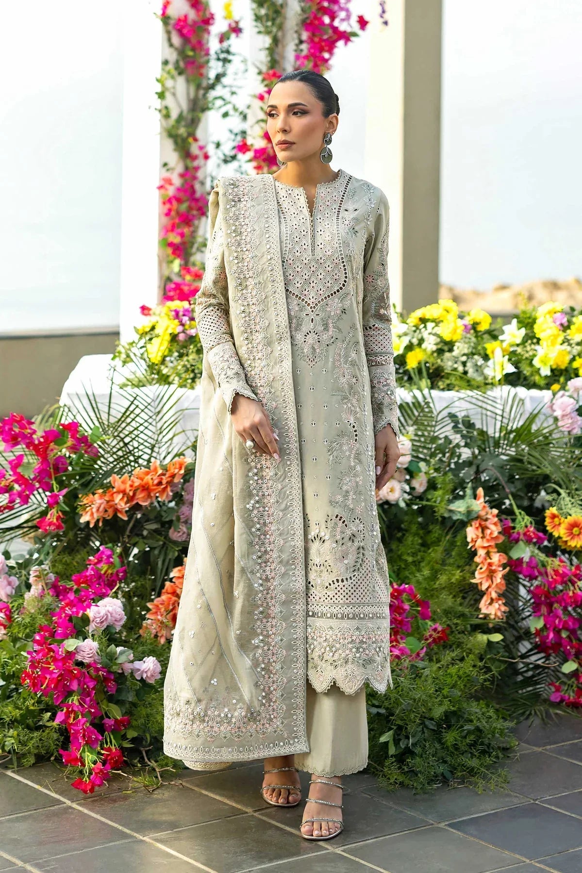 Dhanak Embroidered Luxury 3pc Article Pista Color