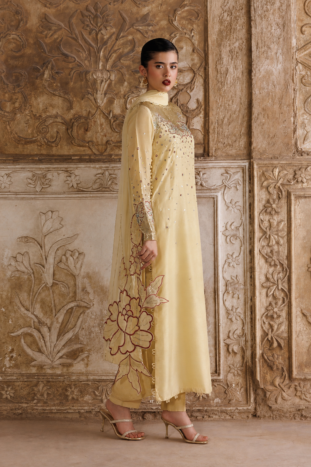 Silk Embroidered Luxury 3pc Article Gold Vanya
