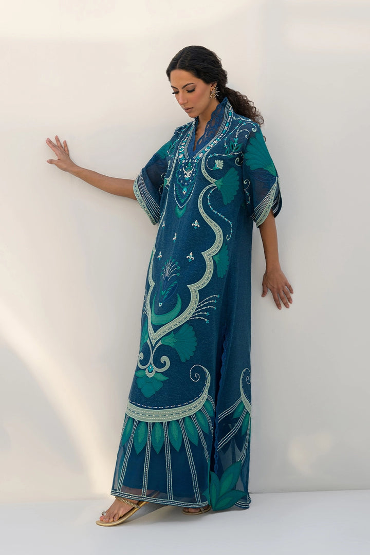 Silk New Designer Dress Luxury 2pc Embroidered Article Bottom Peacock