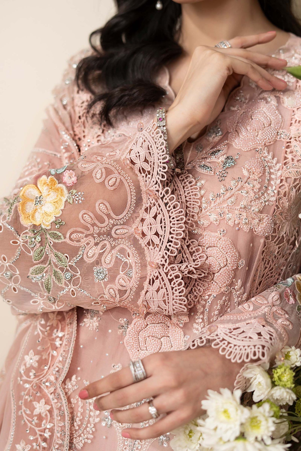 Lawn Embroidered Luxury 3pc Article With Khaddi Net Dupatta MB