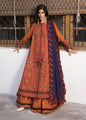 Dhanak Embroidered 3pc Article With Dhanak Shawl Orange HR