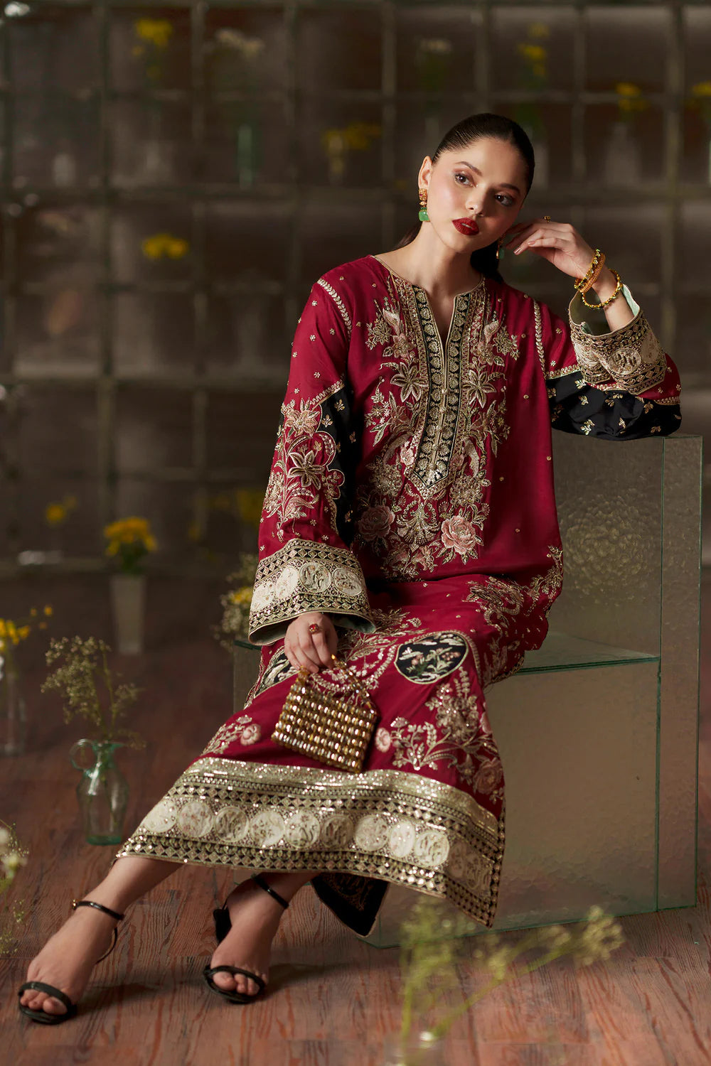 Ethnic Silk Maroon 2pc