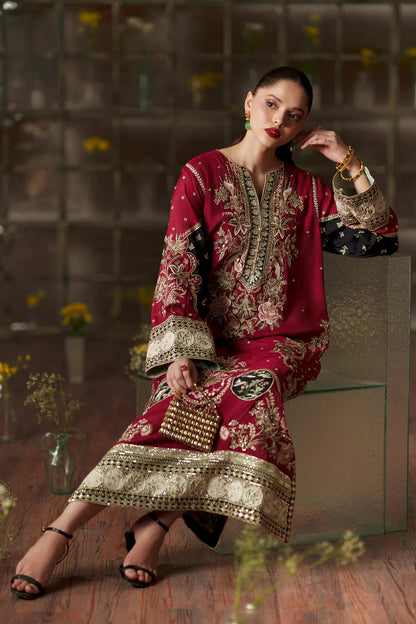 Ethnic Silk Maroon 2pc