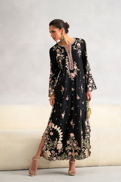 Ethnc silk Black kaftan style 2pc article