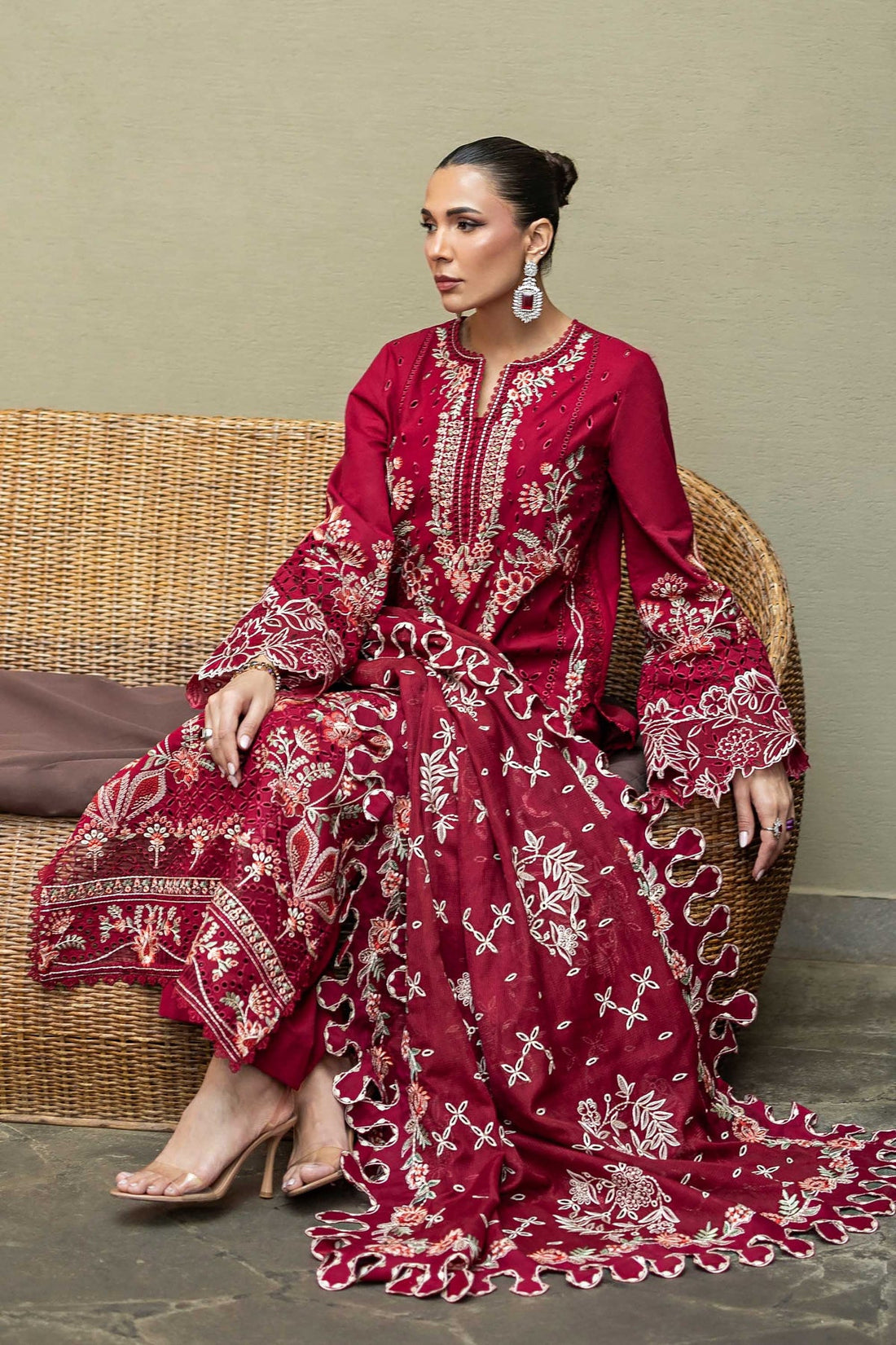 Dhanak Embroidered 3pc Luxury Article Marina AKS